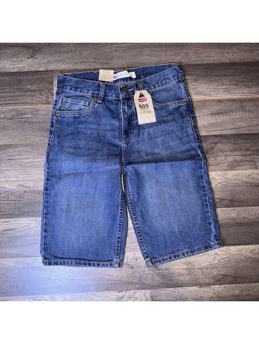 Levi’s 505 Regular Shorts Boys 14 W27 Denim Jean Shorts NWT 2015 Deadstock